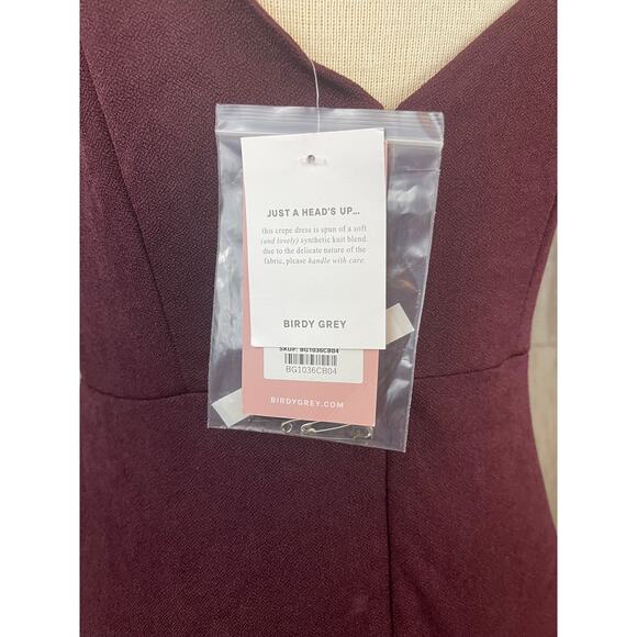 Birdy Grey Cold Shoulder Floor Length Crepe Dress in‎ Cabernet L (Dev) NWT - Picture 11 of 14